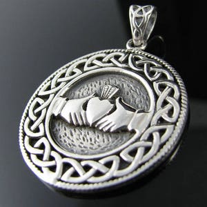 Genuine .925 Sterling Silver Celtic Knot and Claddagh Pendant