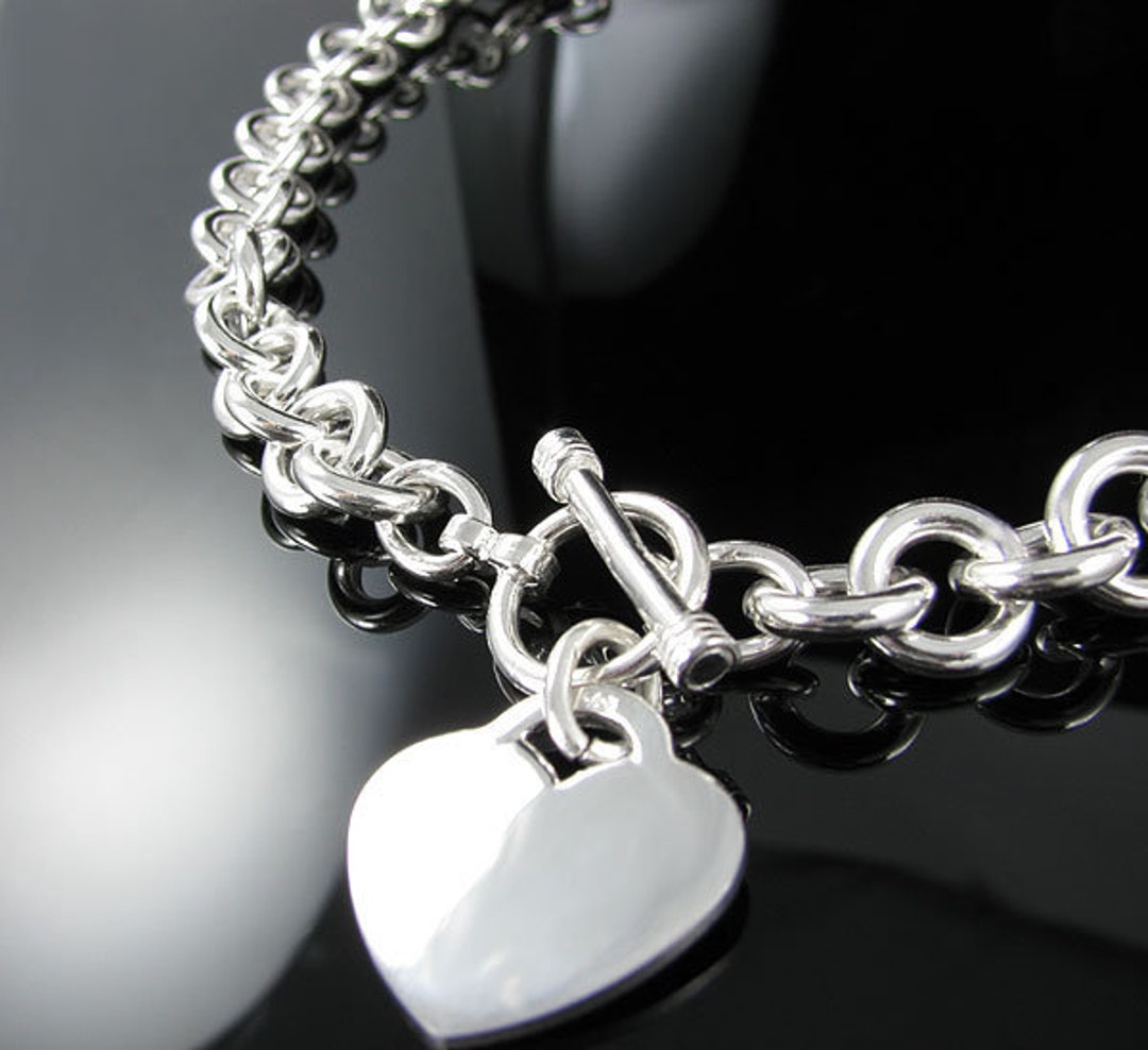 18 Toggle Heart Necklace .925 Sterling Silver LARGE Etsy