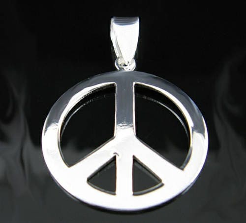 Genunine .925 Sterling Silver Peace Sign Pendant