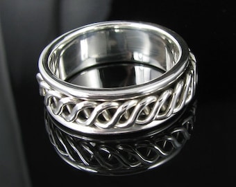 Genuine .925 Sterling Silver Celtic Knot Men's Spin Ring - Sizes 9 - 13