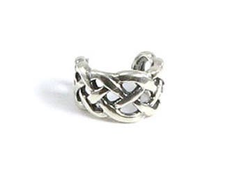 Genuine .925 Sterling Silver Irish Celtic Knot Weave Ear Cuff