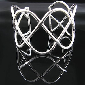 Sterling Silber Sinus Wellen Manschette Armband - Echt .925 Sterling Silber