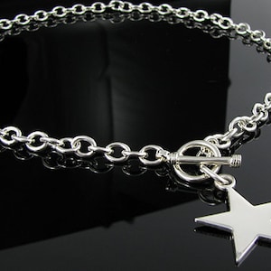 18&quot; Toggle Super Star Necklace .925 Sterling Silver Oval Links