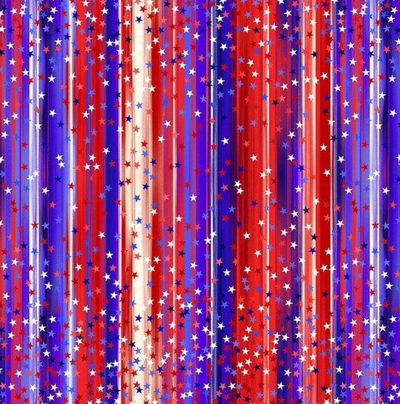 Timeless Treasures Lady Liberty by Chong A Hwang Red, White, and Blue Stars and Stripes Cotton Quilt Fabric