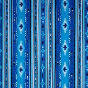 Elizabeth Studio Blue Tucson Native Spirit Blanket Stripe Cotton Quilt Fabric