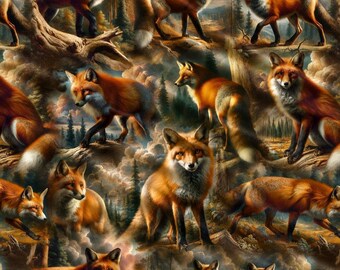 Blank Quilting Wilderness Song Fox Fabric – Woodland Wildlife Forest Scenic 100% Cotton Quilting Fabric by the Yard