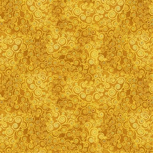 Cleo by Chong A Hwang for Timeless Treasures Gold Golden Swirls Cotton Quilt Fabric