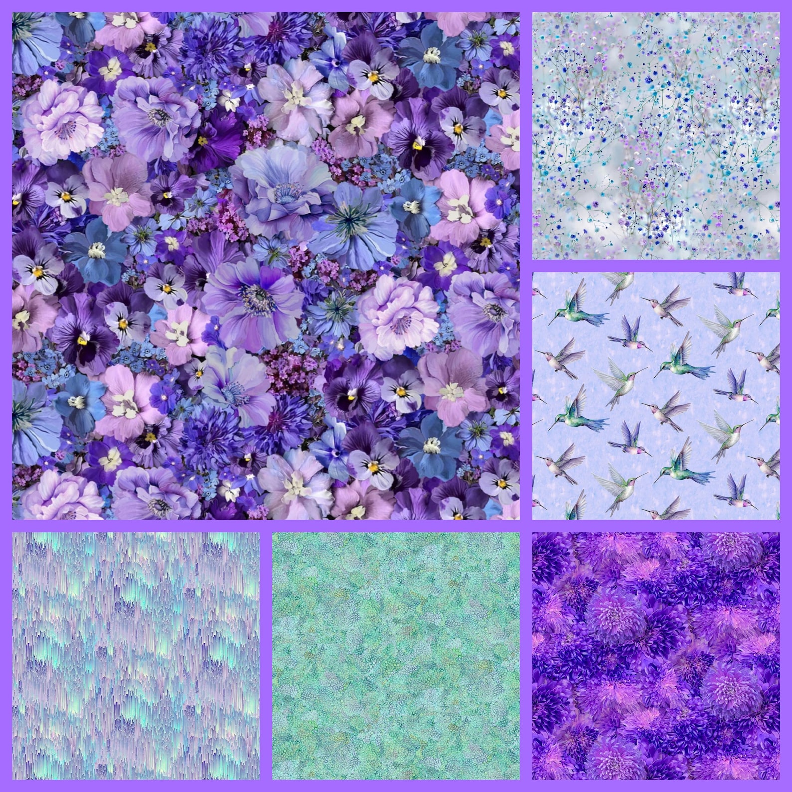 Timeless Treasures Garden Delight Purple Lilac Packed Flowers Cotton ...