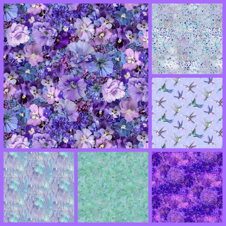Timeless Treasures Garden Delight Purple Lilac Packed Flowers Cotton ...