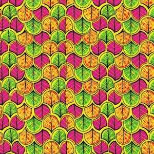 African Sunset by Chong A Hwang for Timeless Treasures Multi Geo Leaf Patterns Cotton Quilt Fabric