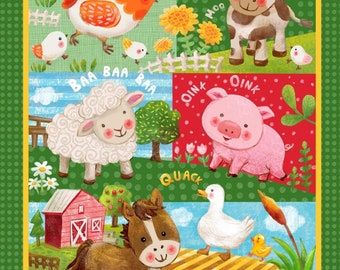 Wee Ones by Oasis Baby Farm Animals Cotton Quilt Fabric Panel 35&quot; x 43&quot;