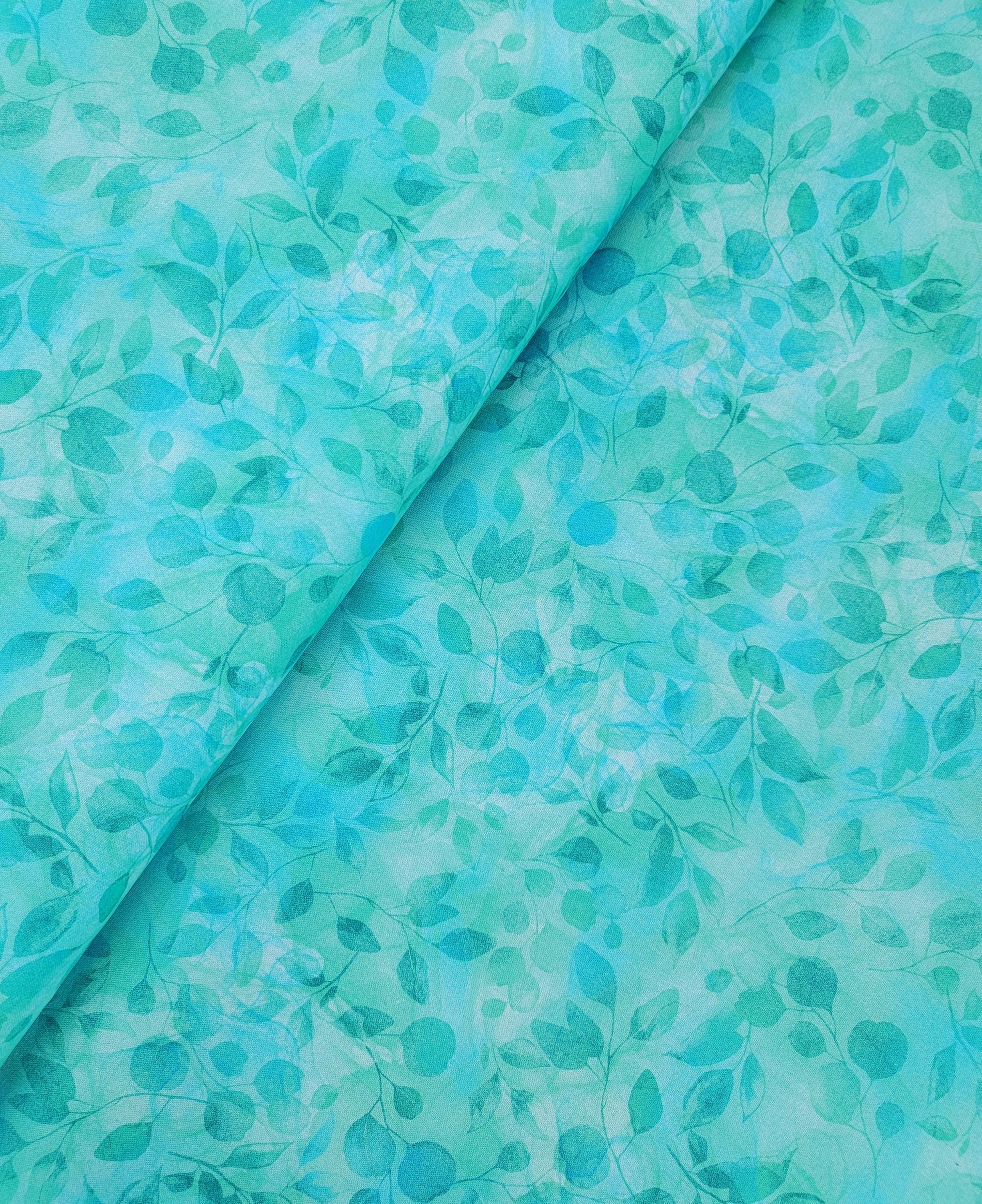 Bellagio by Timeless Treasures Turquoise Green Leaves Cotton Quilt ...
