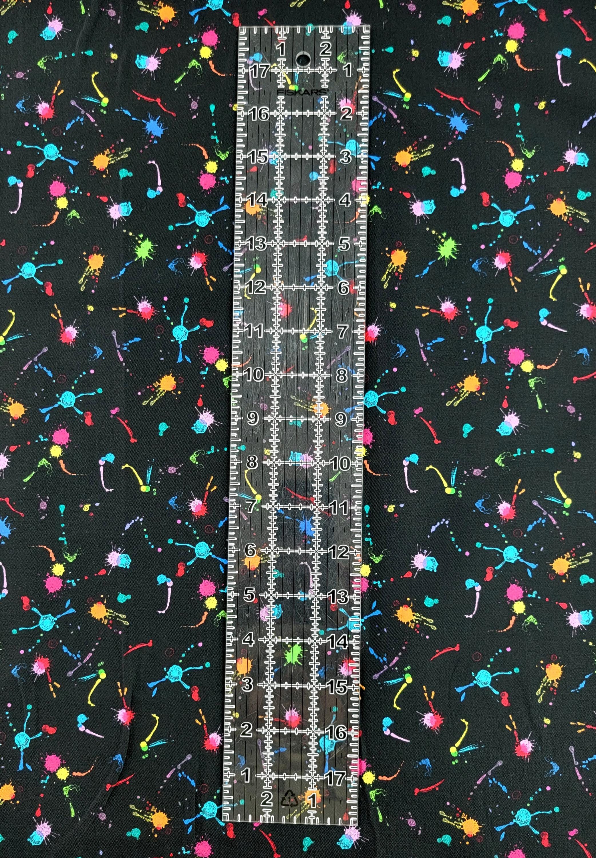 Petal Power by Timeless Treasures Rainbow Paint Splash Dots on Black ...