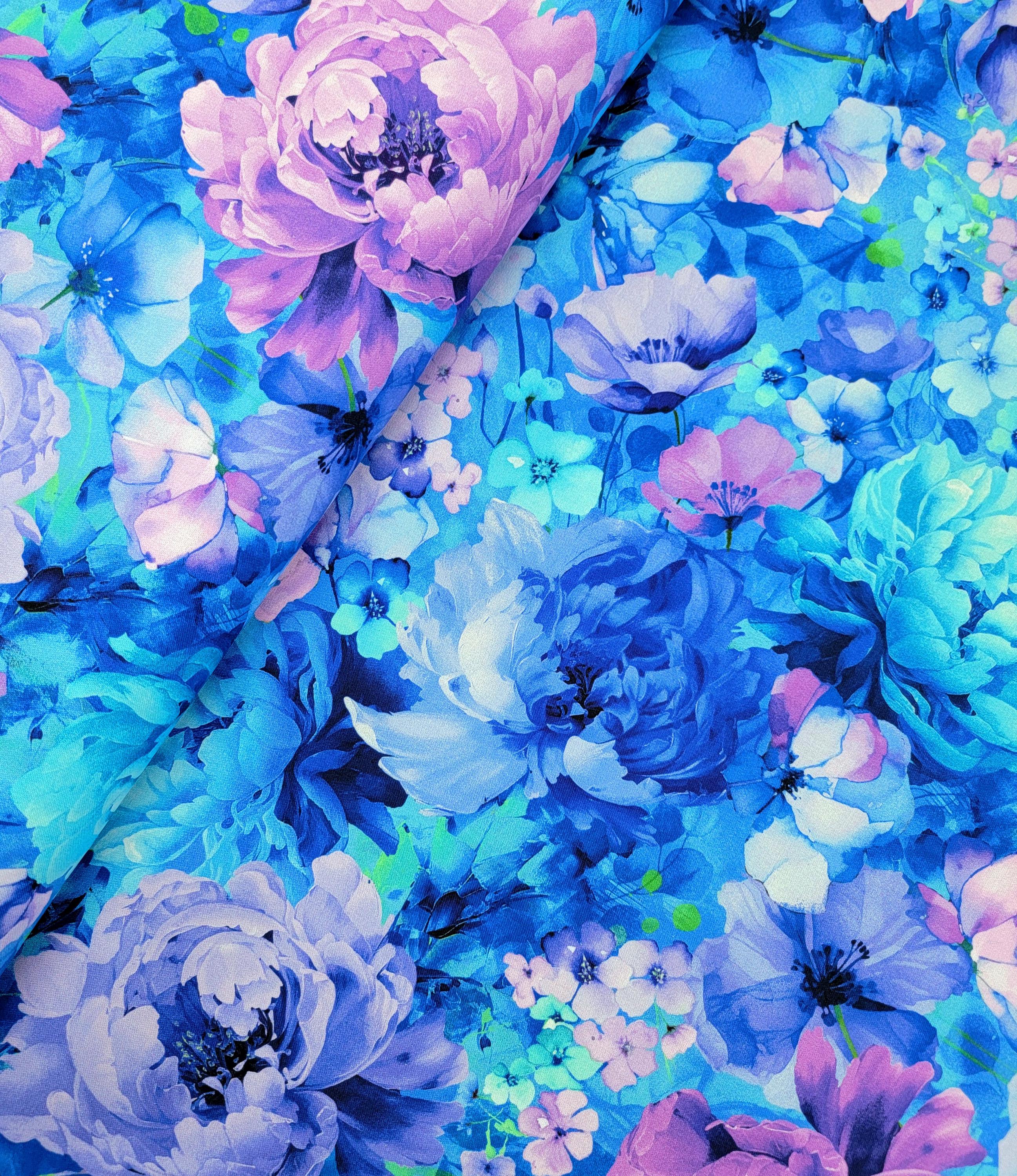 Bellagio by Timeless Treasures Packed Blue and Purple Flowers Cotton ...