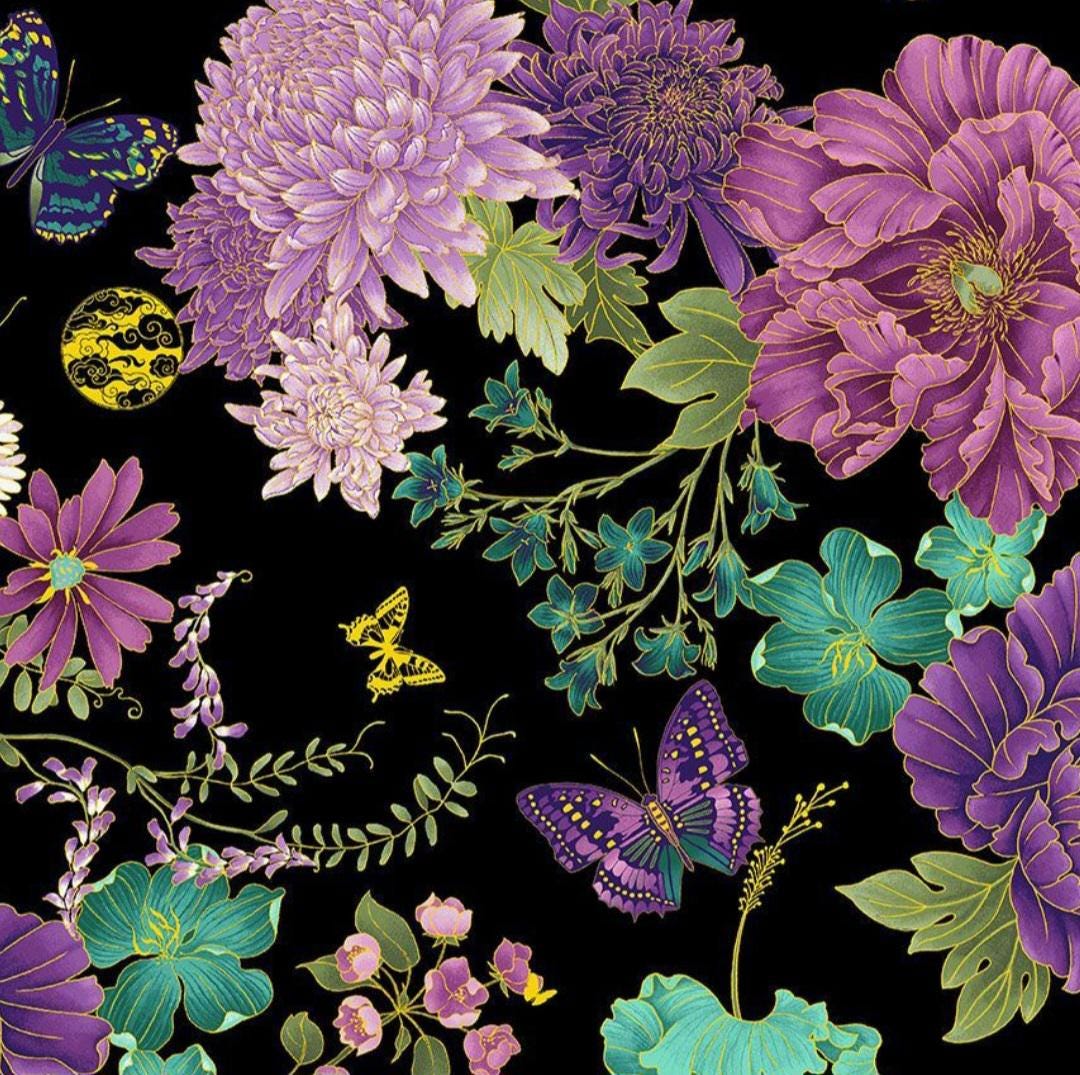 Shizuka by Chong A Hwang for Timeless Treasures Asian Flowers and ...