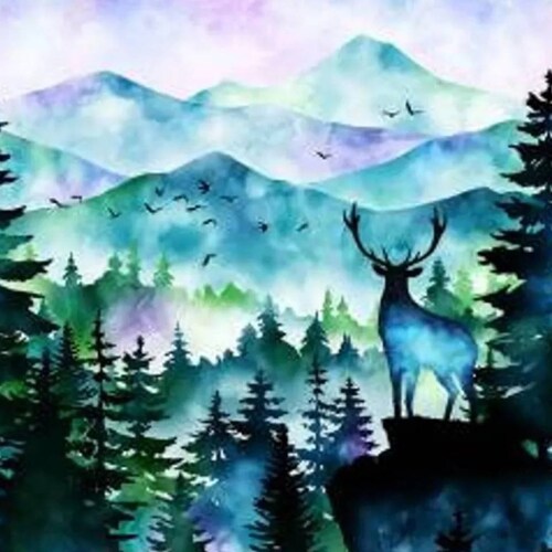 Hoffman Mystic Mountain Deer Fabric Quilt Kit and Pattern 62