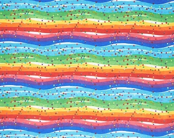 Rainbow Stripes and Dots Cotton FLANNEL Fabric by A. E. Nathan