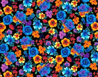 Glow by Chong A Hwang for Timeless Treasures Colorful Spring Floral Flowers Cotton Quilt Fabric