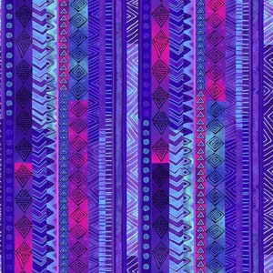 Clothworks Basics by Laurel Burch Colorful Purple and Burgundy Stripe Cotton Quilt Fabric