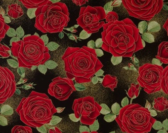 Red Rose Fabric - Etsy