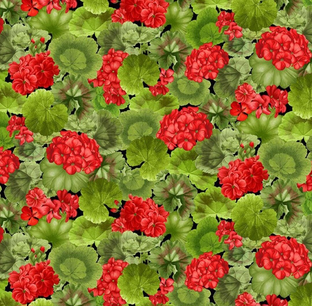 Scarlet Beauty by Timeless Treasures Small Red Geranium Flowers Cotton ...