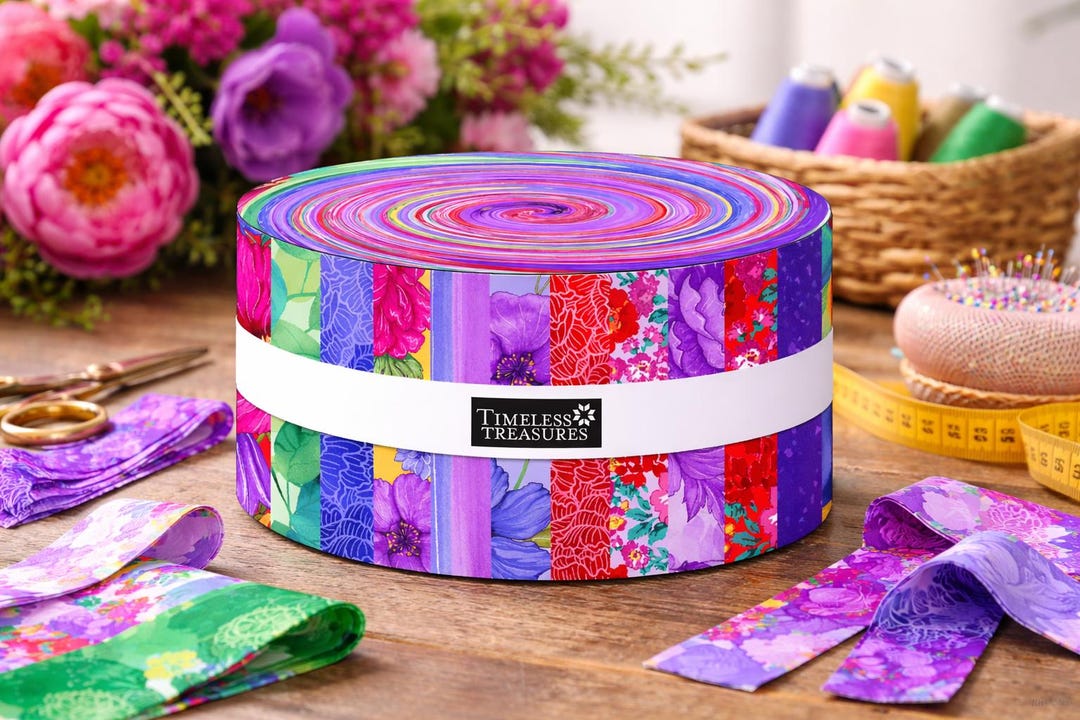 Timeless Treasures Living Color Jelly Roll Bundle Cotton Quilt Fabric ...