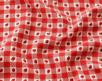 Timeless Treasures Berry Sweet Fabric, Strawberry Gingham Cotton Quilting Fabric, Red White Picnic Check, Summer Quilt Fabric by the Yard