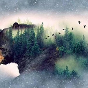 Panneau de couette en coton L'appel de la nature ours noir Hoffman (27 x 43 po.) image 1