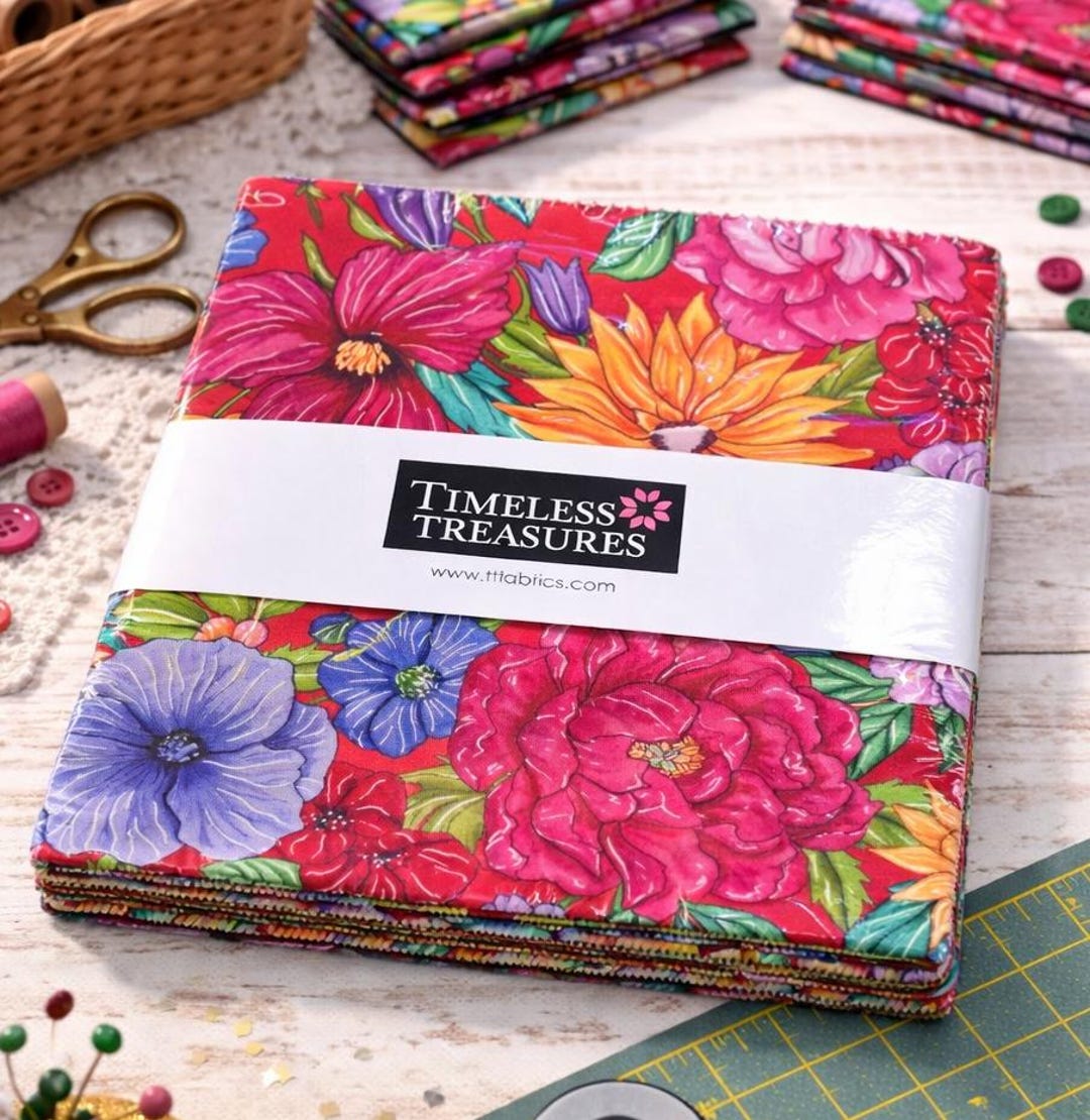 Timeless Treasures Living Color 10 Inch Square Bundle Cotton Quilt ...