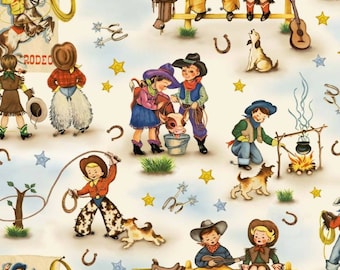 Michael Miller Country Rodeo Home on the Range Kids Western Cowboy Cowgirl Cotton Sewing Quilt Fabric