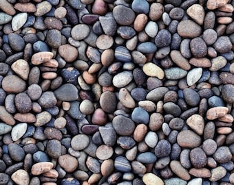 Elizabeth Studio Landscape Medley Blue Gray Pebble Rocks Cotton Quilt Fabric