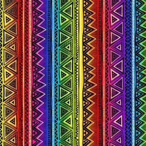 African Sunset by Chong A Hwang for Timeless Treasures Rainbow African Tribal Stripes Cotton Quilt Fabric