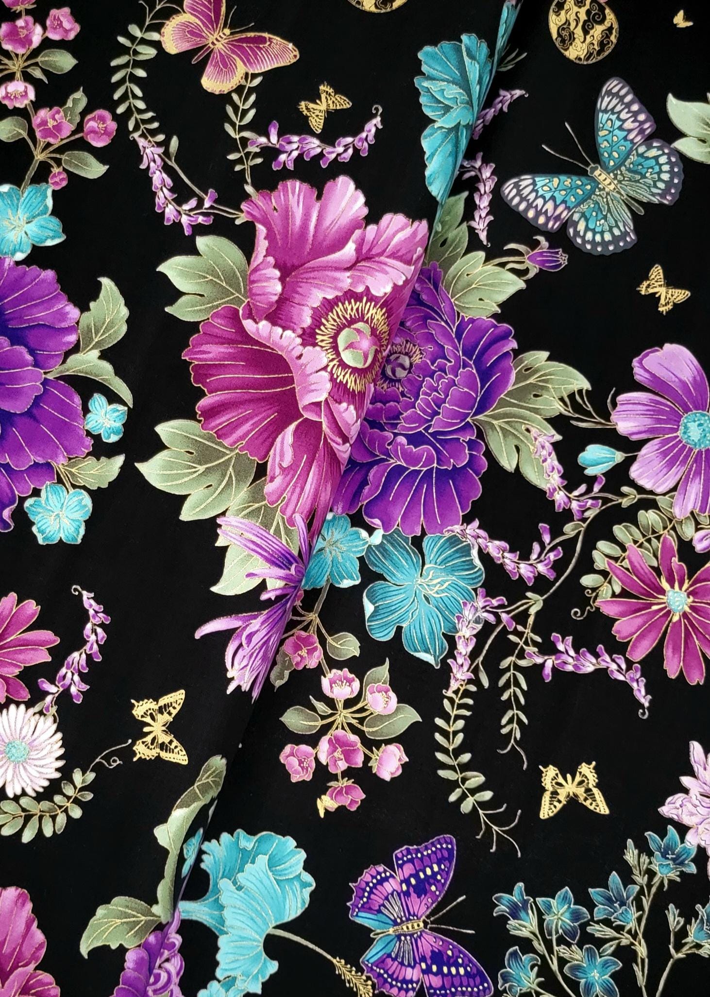 Shizuka by Chong A Hwang for Timeless Treasures Asian Flowers and ...