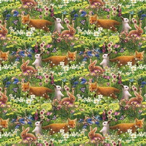 Princess Dreams by 3 Wishes Fairytale Forest Friends Foxes and Bunnies Cotton Quilt Fabric