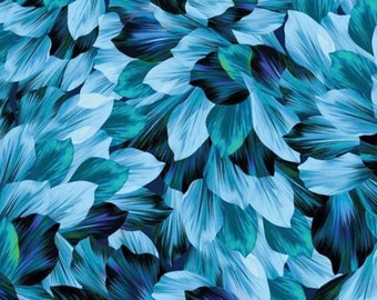Petal Paradise by Greta Lynn for Kanvas Benartex Turquoise Packed Petals Cotton Quilt Fabric