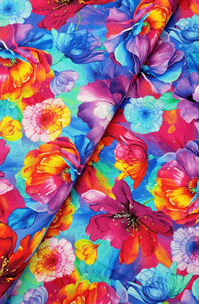 Petal Power by Timeless Treasures Rainbow Flowers Cotton Quilt Fabric ...