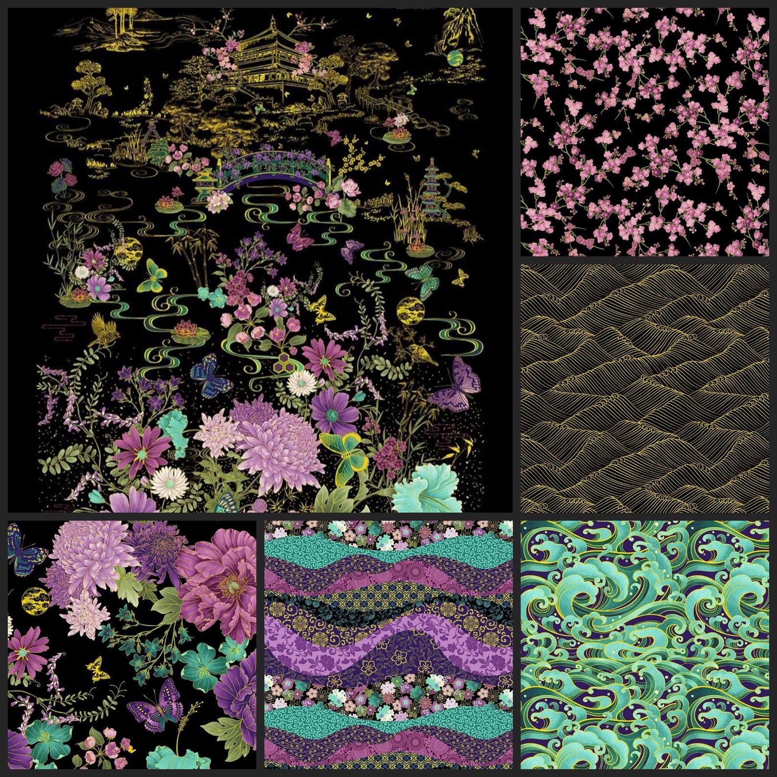 Shizuka by Chong A Hwang for Timeless Treasures Purple Weave Flowers ...