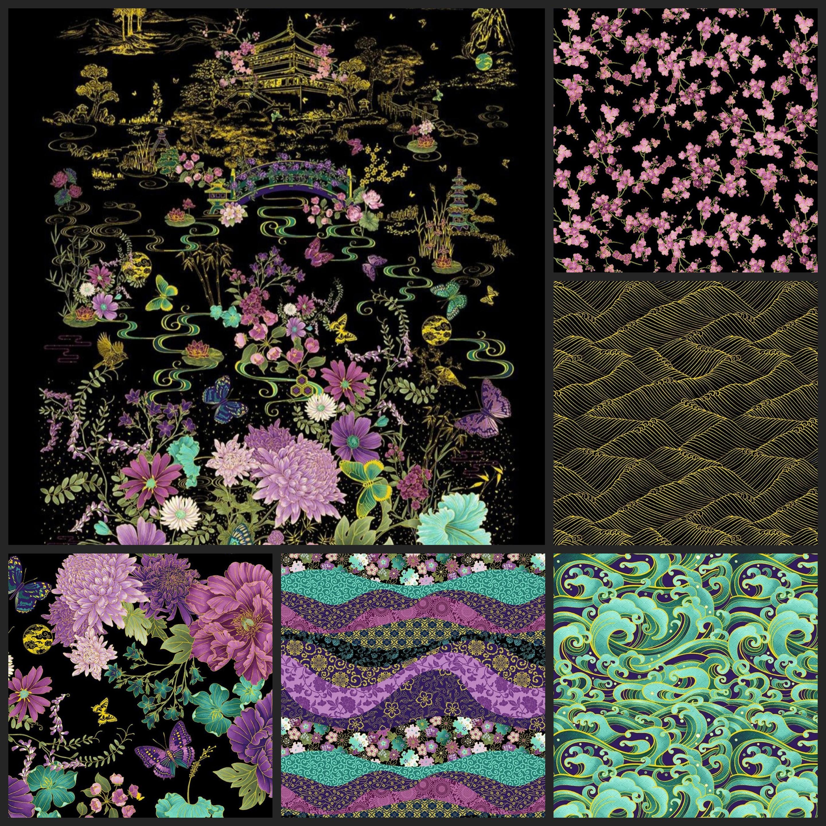 Shizuka by Chong A Hwang for Timeless Treasures Purple Weave Flowers ...