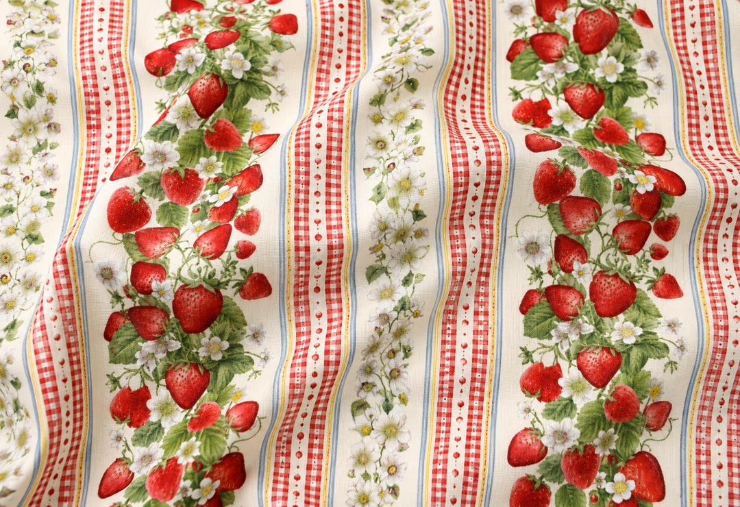 Timeless Treasures Berry Sweet Fabric, Strawberry Stripe Cotton Quilt ...