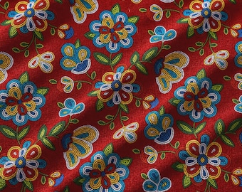 Elizabeth's Studio Tucson Southwestern Floral Fabric, Red Cotton Quilting Fabric by the Yard, Native Inspired Flowers, Western Quilt Fabric