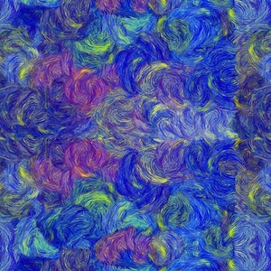 Wild Iris by Chong A Hwang for Timeless Treasures Multicolor Abstract Swirly Splash Cotton Quilt Fabric