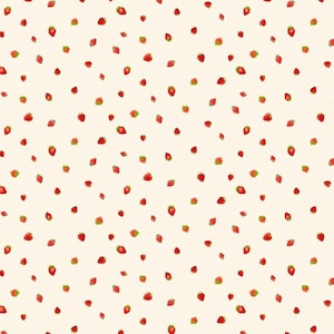 Timeless Treasures Berry Mini Red Strawberries on Cream Cotton Quilt Fabric