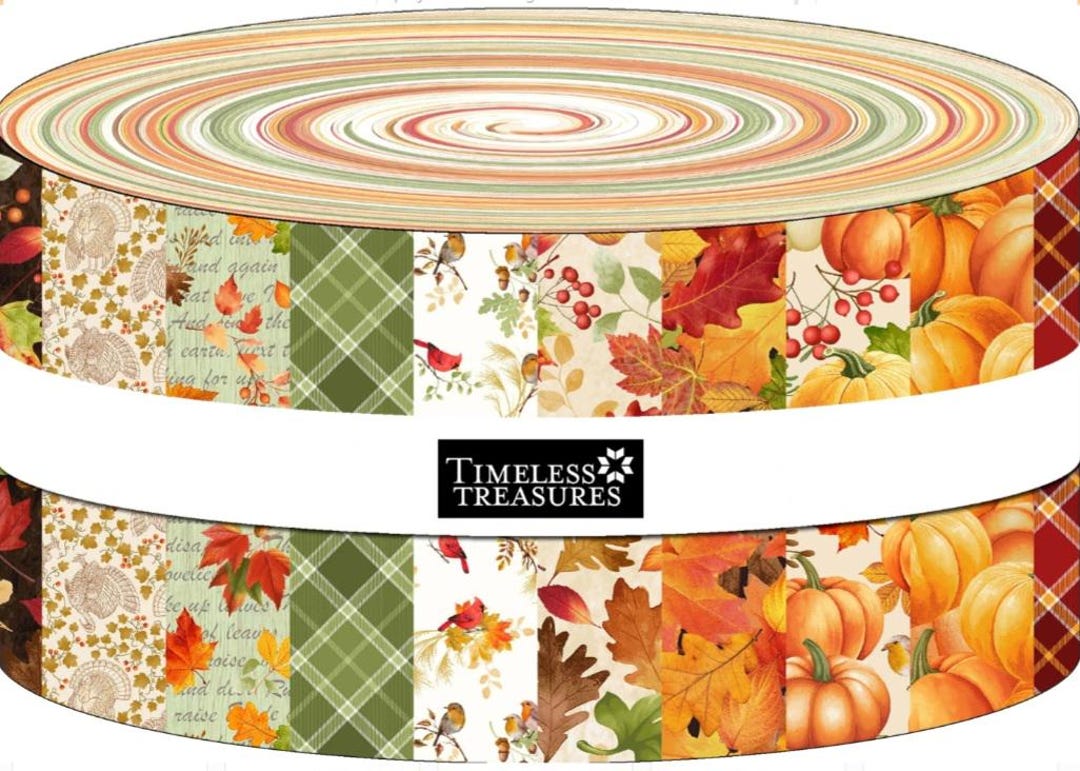 Timeless Treasures Gather With A Grateful Heart Jelly Roll Bundle ...