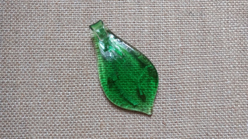 Glass Necklace Pendant Jewelry Pendant Lampwork Glass Pendant Green Pendant DIY Necklace Necklace Pendant Glitter Pendant Glass Bead