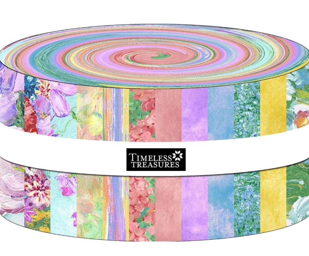 Timeless Treasures Impression Floral Jelly Roll Bundle Cotton Quilt ...