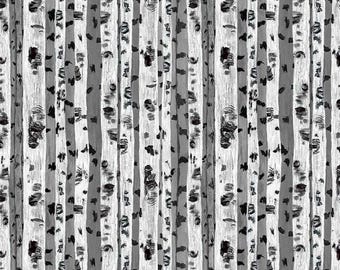 Timeless Treasures Forest Bloom Painted Birch Trees Cotton Quilt Fabric