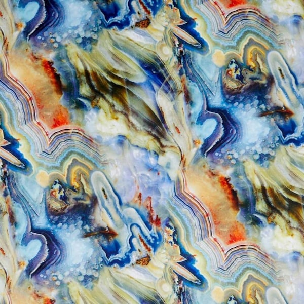 BOLT END 31 INCHES Shannon Hoffman Bohemian Blends Albalone Marble Swirl Minky Cuddle Fabric