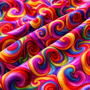 Timeless Treasures Living Color Bright Rainbow Swirls Cotton Quilt Fabric by the Yard