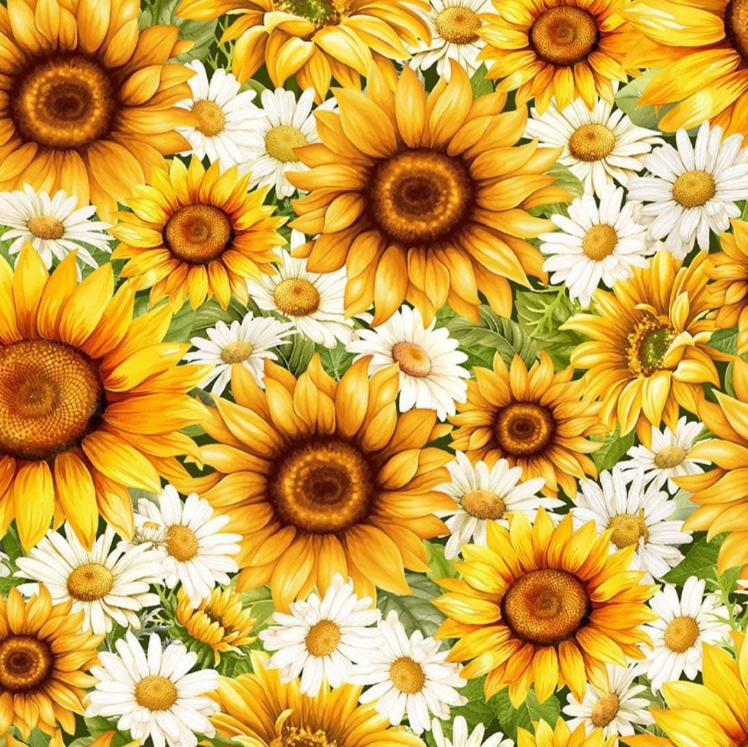 Timeless Treasures You Are My Sunshine Sunflowers and Daisies Cotton ...