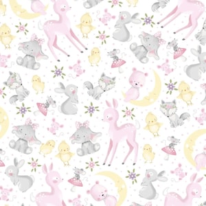 Wee Ones by Oasis Pastel Baby Nursery Animals Cotton Quilt Fabric